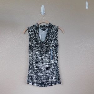 NWT Banana Republic Black/Cream Cowl Neck Top